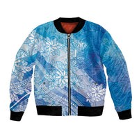 Tahiti Tiare Marble Glaze Bomber Jacket Winter Blue LT7 Unisex Light Blue - Polynesian Pride