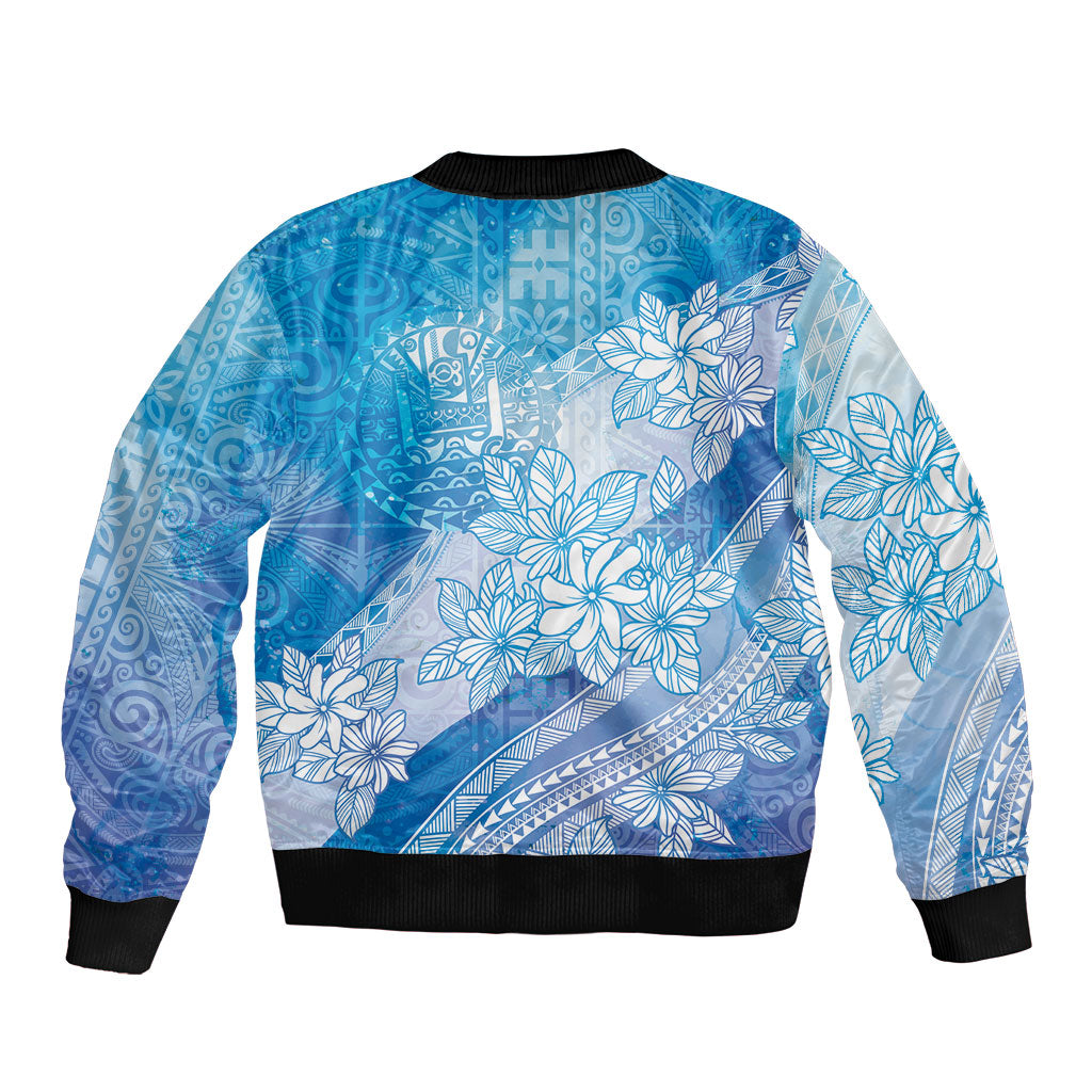 Tahiti Tiare Marble Glaze Bomber Jacket Winter Blue LT7 - Polynesian Pride
