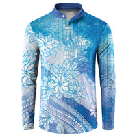 Tahiti Tiare Marble Glaze Button Sweatshirt Winter Blue LT7 Light Blue - Polynesian Pride