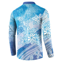 Tahiti Tiare Marble Glaze Button Sweatshirt Winter Blue LT7 - Polynesian Pride