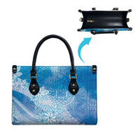 Tahiti Tiare Marble Glaze Leather Bag Winter Blue LT7 - Polynesian Pride