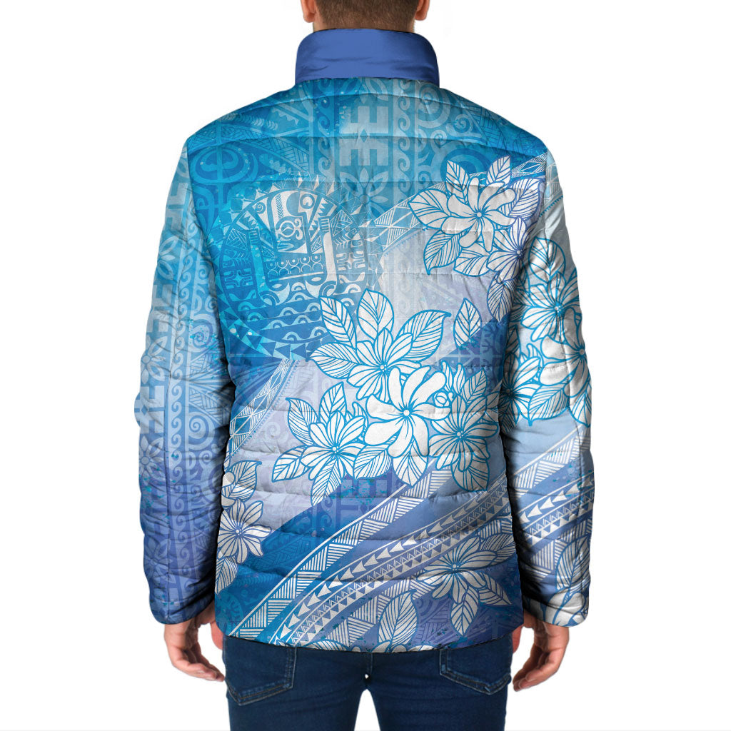 Tahiti Tiare Marble Glaze Padded Jacket Winter Blue LT7 - Polynesian Pride