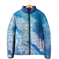 Tahiti Tiare Marble Glaze Padded Jacket Winter Blue LT7 - Polynesian Pride