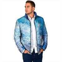 Tahiti Tiare Marble Glaze Padded Jacket Winter Blue LT7 - Polynesian Pride