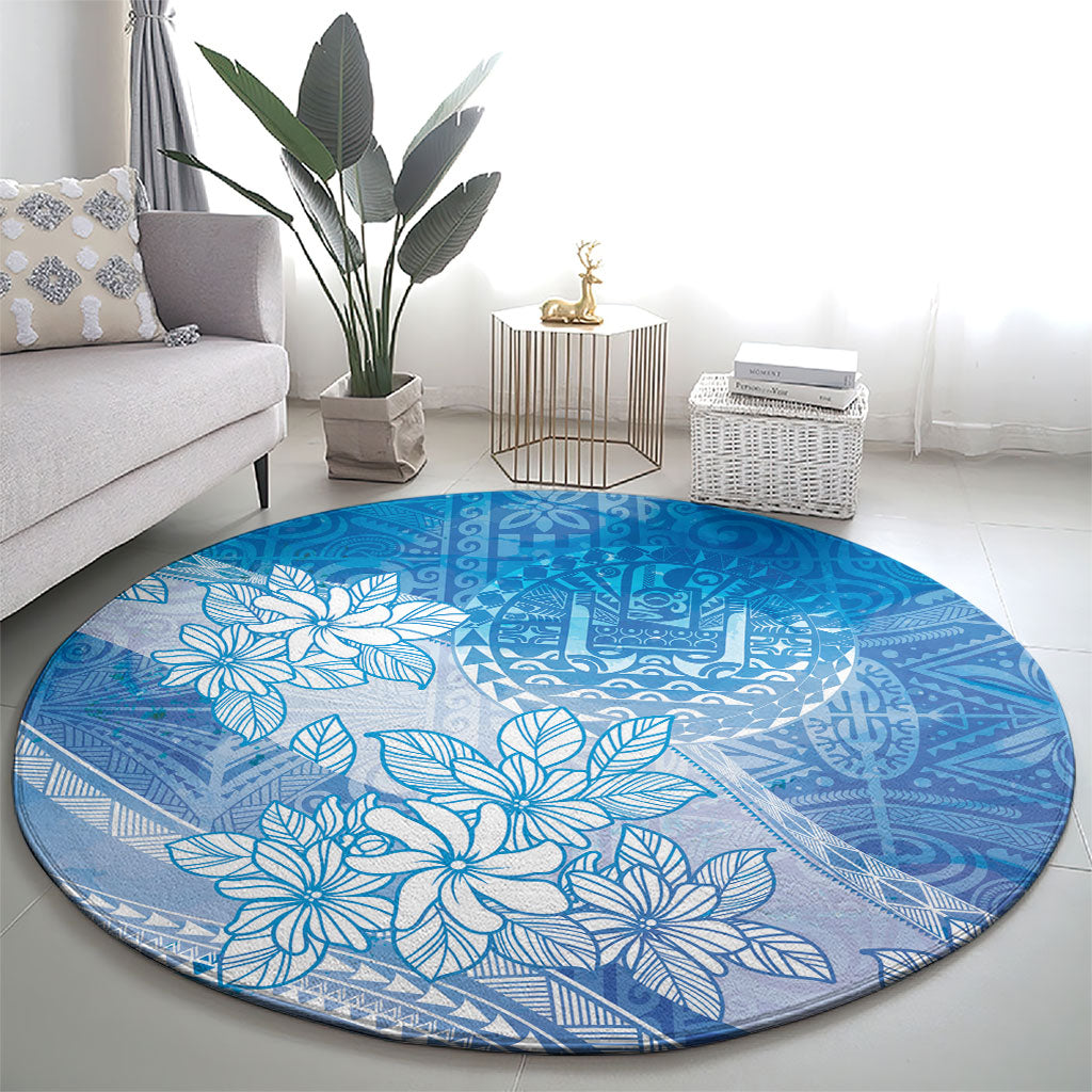 Tahiti Tiare Marble Glaze Round Carpet Winter Blue LT7 - Polynesian Pride