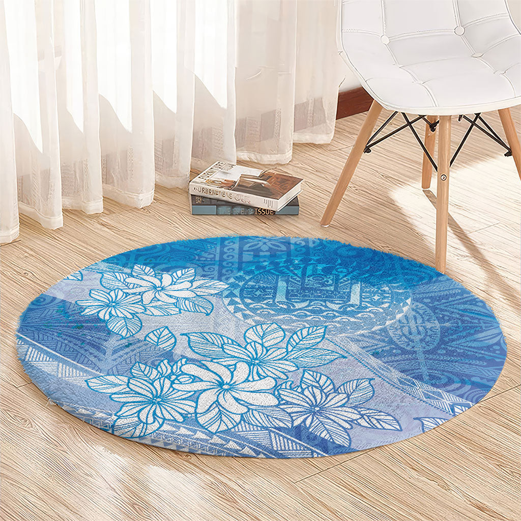 Tahiti Tiare Marble Glaze Round Carpet Winter Blue LT7 - Polynesian Pride