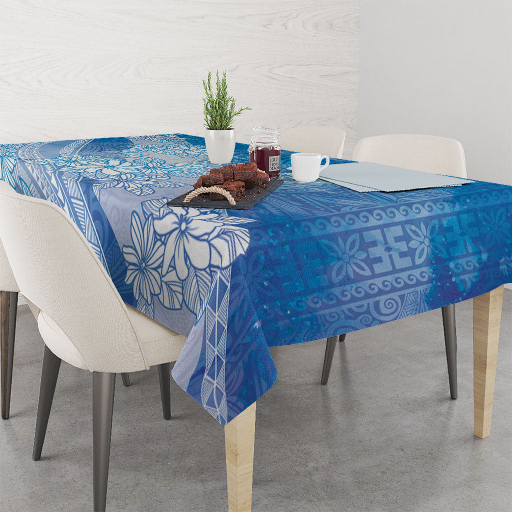 Tahiti Tiare Marble Glaze Tablecloth Winter Blue LT7 - Polynesian Pride