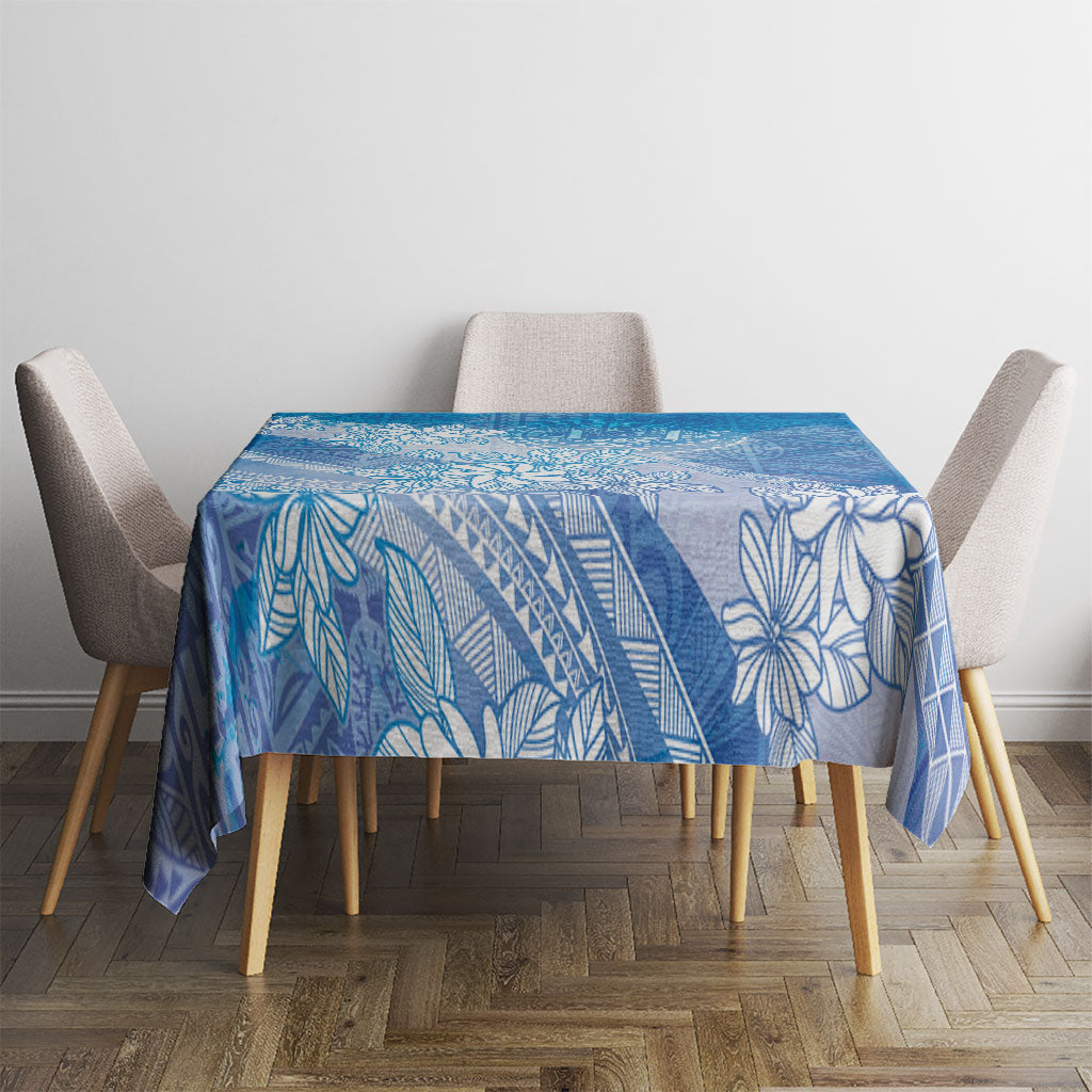 Tahiti Tiare Marble Glaze Tablecloth Winter Blue LT7 - Polynesian Pride