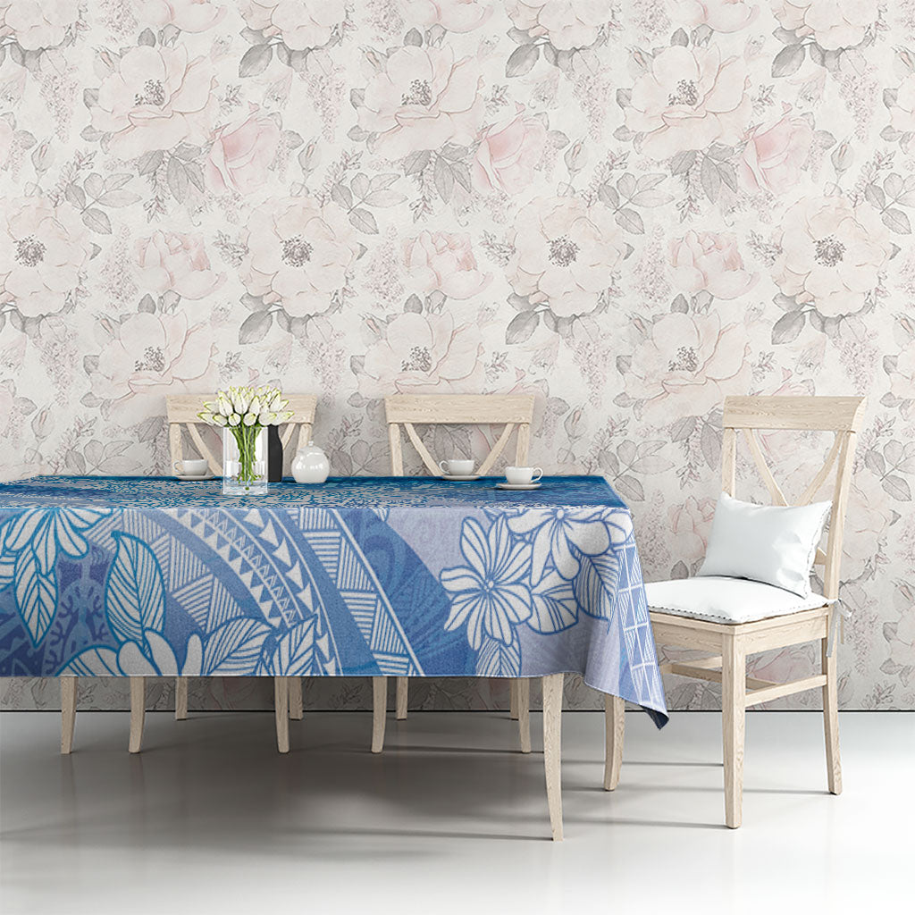 Tahiti Tiare Marble Glaze Tablecloth Winter Blue LT7 - Polynesian Pride