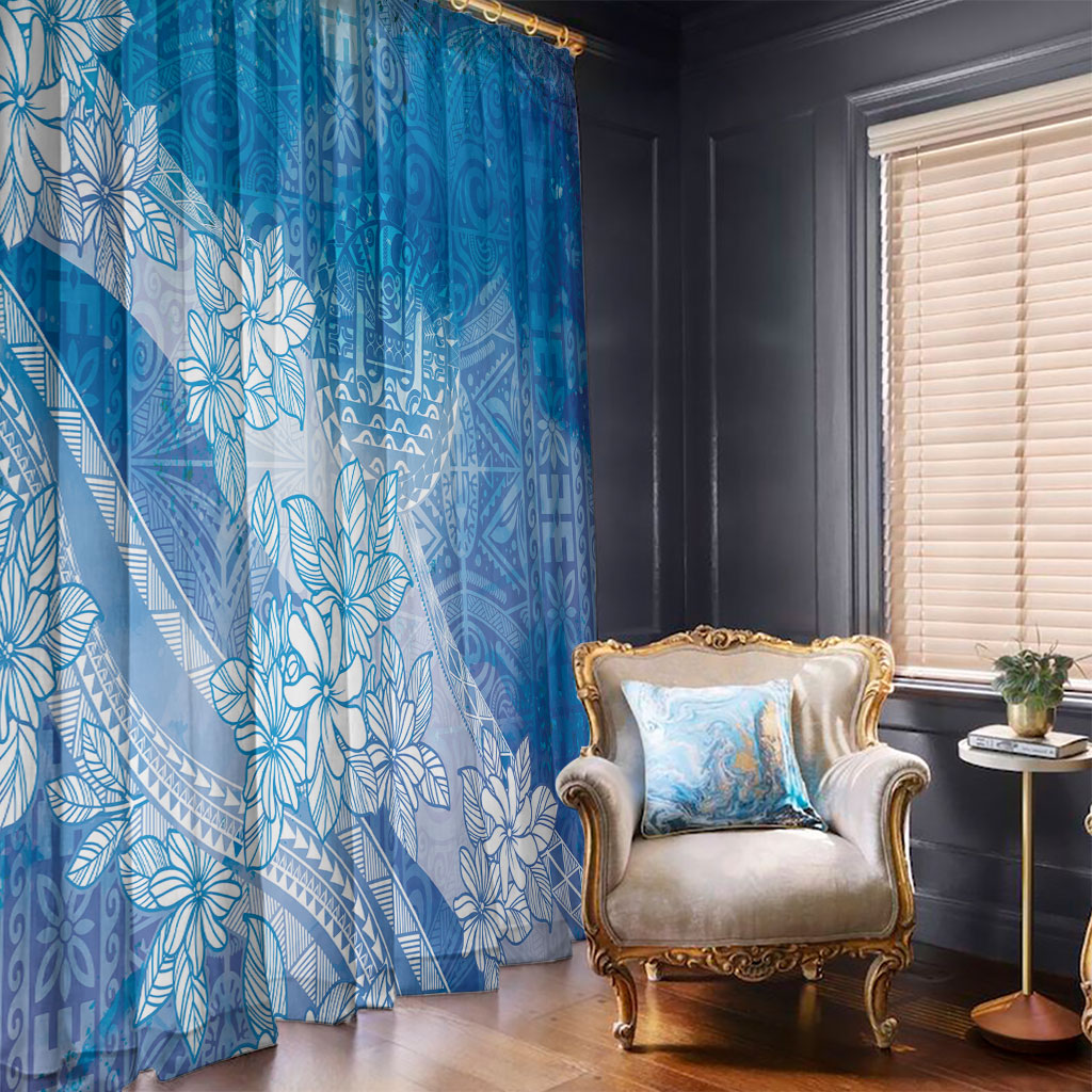 Tahiti Tiare Marble Glaze Window Curtain Winter Blue LT7 - Polynesian Pride