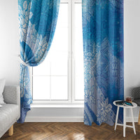 Tahiti Tiare Marble Glaze Window Curtain Winter Blue LT7 - Polynesian Pride