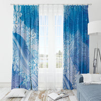 Tahiti Tiare Marble Glaze Window Curtain Winter Blue LT7 - Polynesian Pride