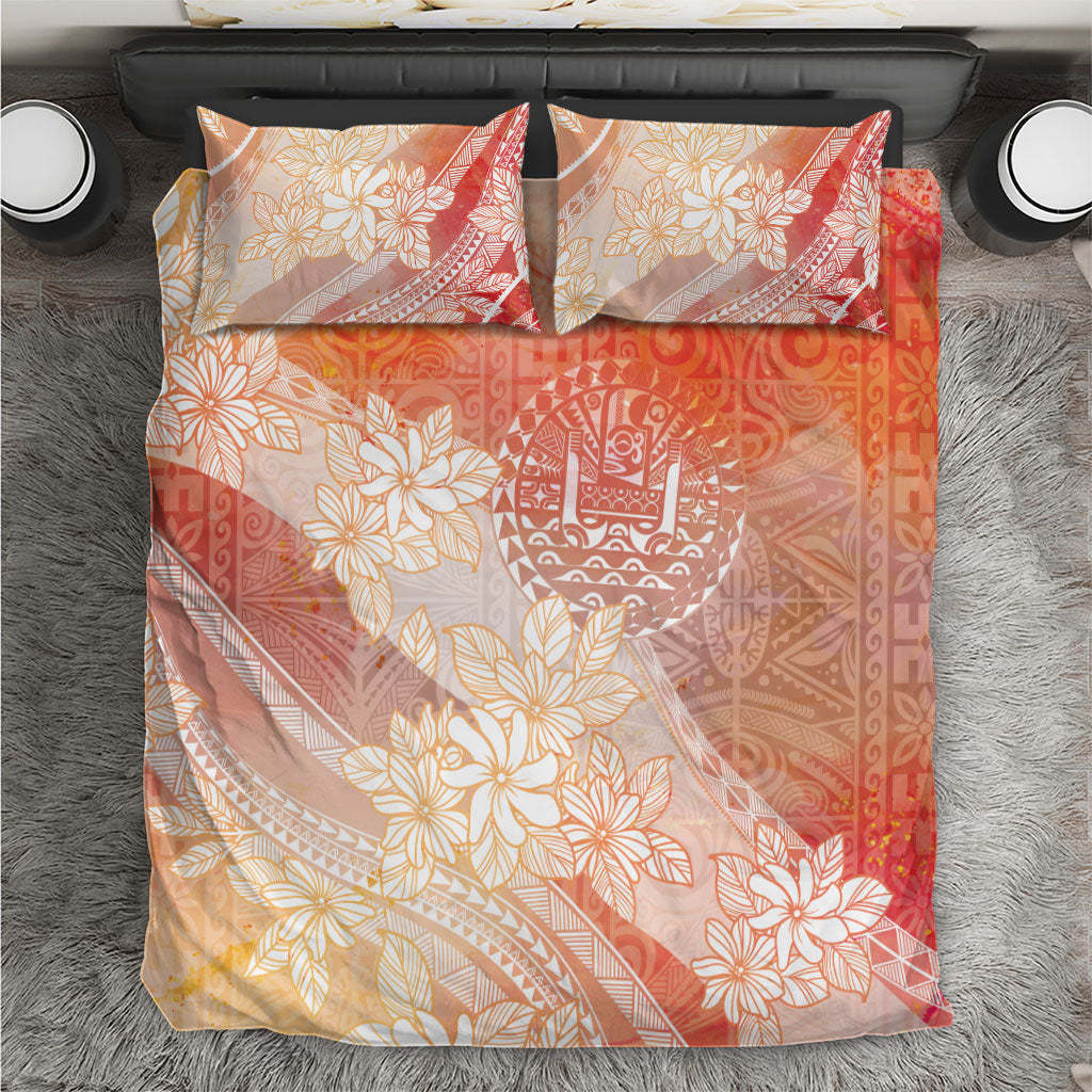 Tahiti Tiare Marble Glaze Bedding Set Autumn Red