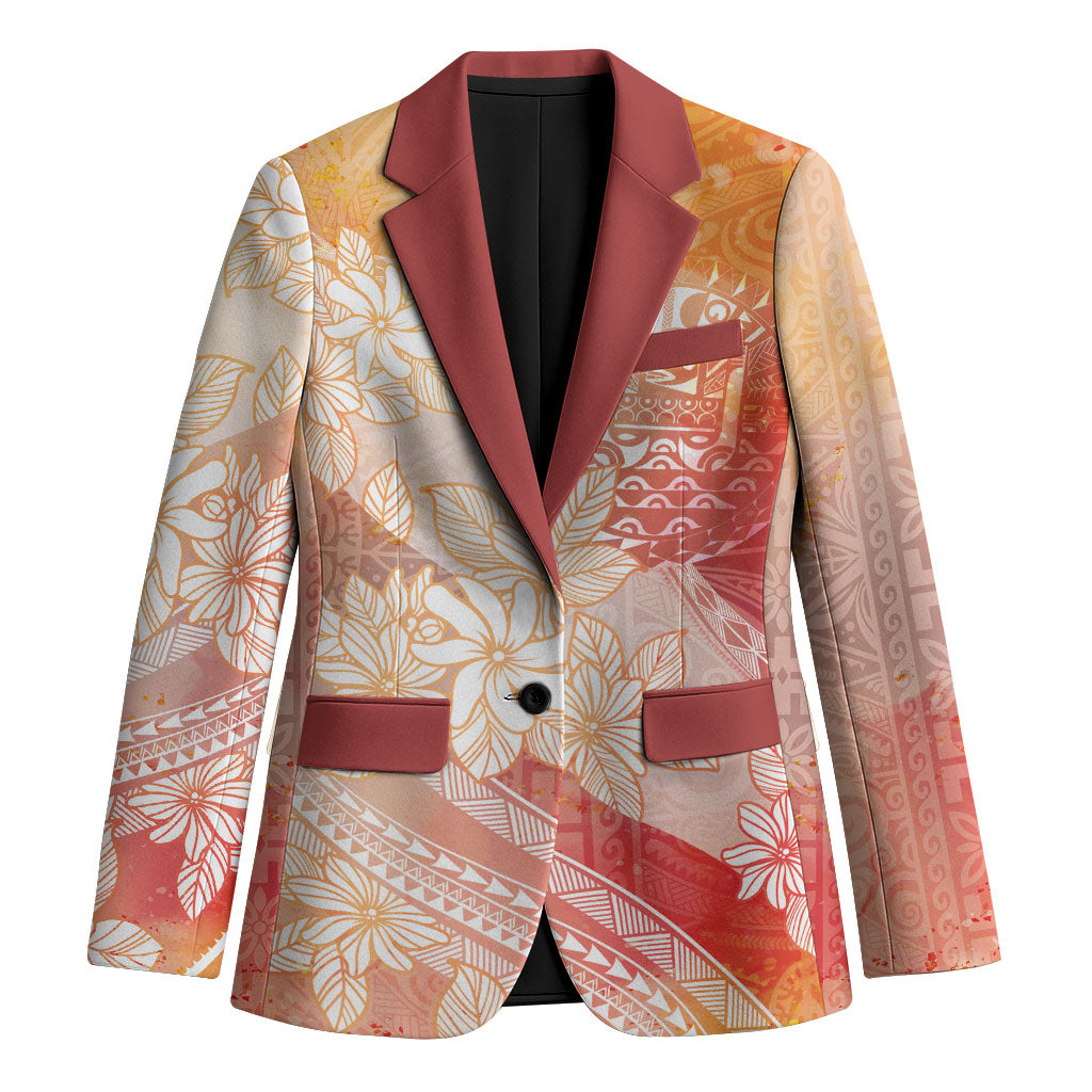 Tahiti Tiare Marble Glaze Blazer Autumn Red LT7 Unisex Orange Red - Polynesian Pride