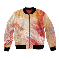 Tahiti Tiare Marble Glaze Bomber Jacket Autumn Red LT7 Unisex Orange Red - Polynesian Pride