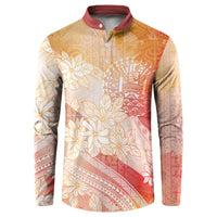 Tahiti Tiare Marble Glaze Button Sweatshirt Autumn Red LT7 Orange Red - Polynesian Pride