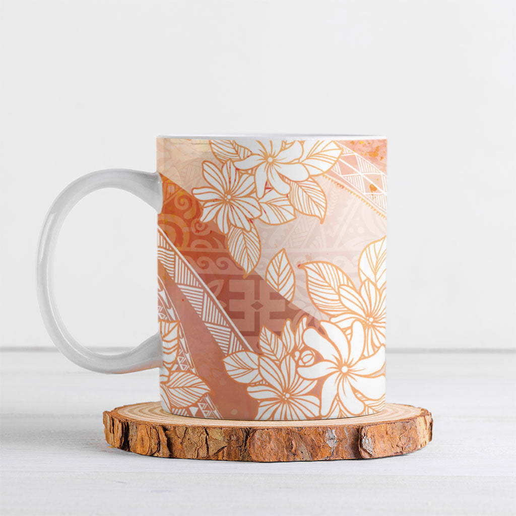 Tahiti Tiare Marble Glaze Ceramic Mug Autumn Red LT7 Orange Red - Polynesian Pride