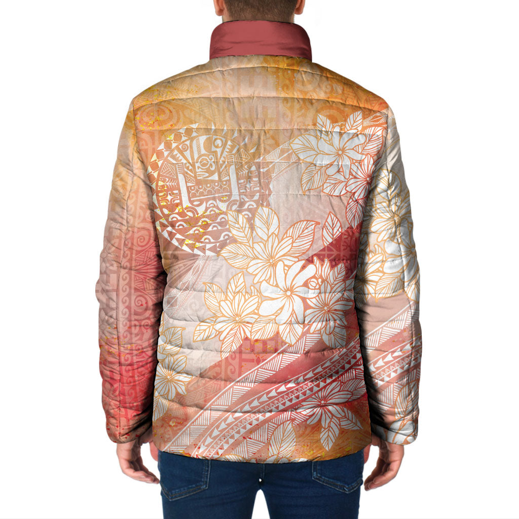 Tahiti Tiare Marble Glaze Padded Jacket Autumn Red LT7 - Polynesian Pride