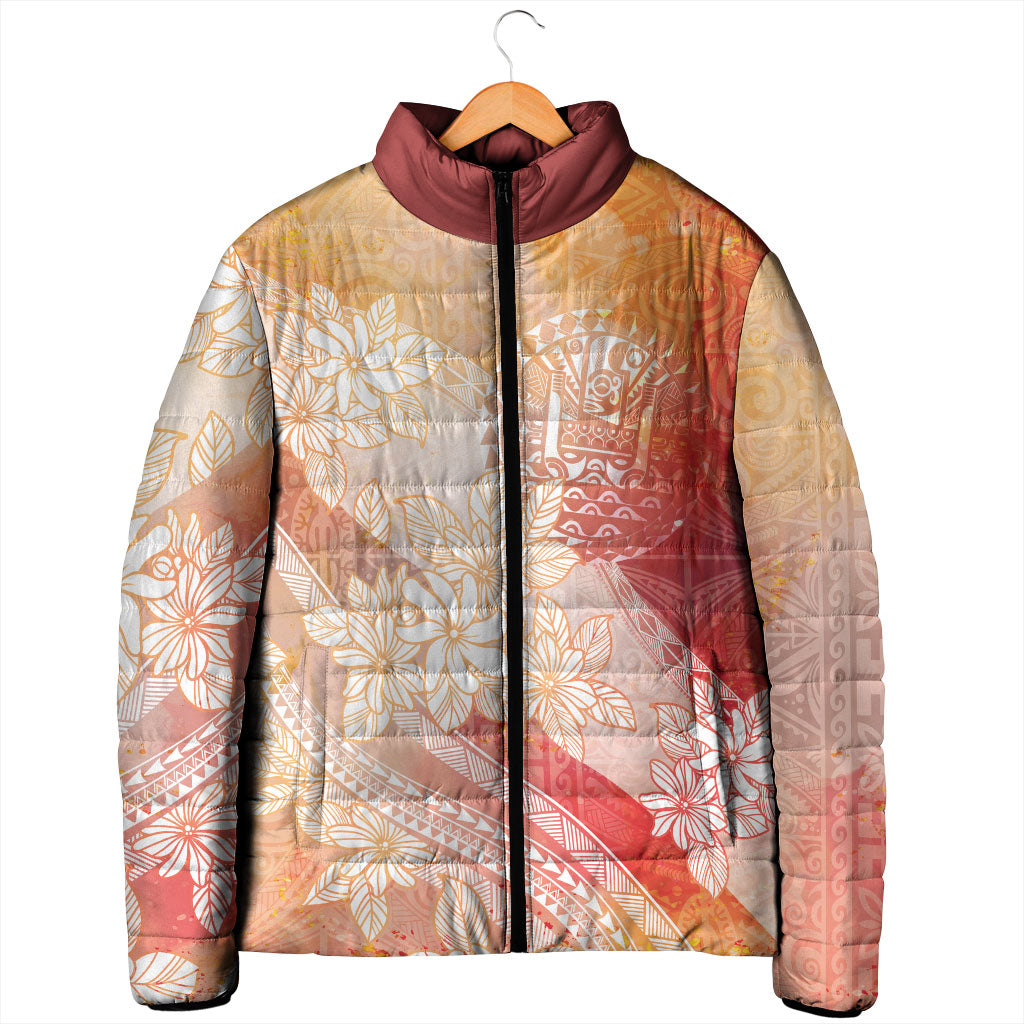 Tahiti Tiare Marble Glaze Padded Jacket Autumn Red LT7 - Polynesian Pride