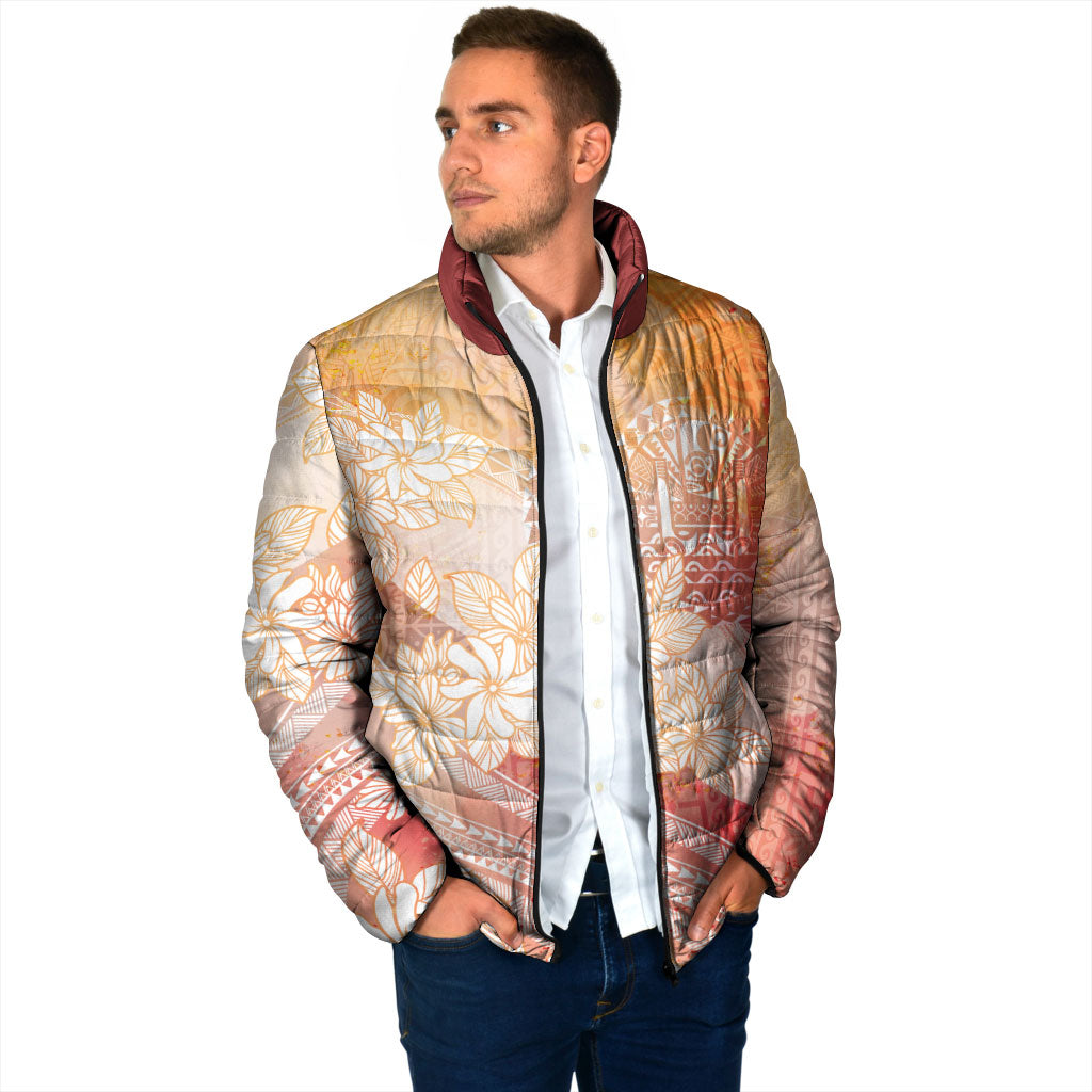 Tahiti Tiare Marble Glaze Padded Jacket Autumn Red LT7 - Polynesian Pride