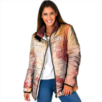 Tahiti Tiare Marble Glaze Padded Jacket Autumn Red LT7 Women Orange Red - Polynesian Pride