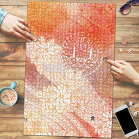 Tahiti Tiare Marble Glaze Puzzle Autumn Red LT7 Orange Red - Polynesian Pride