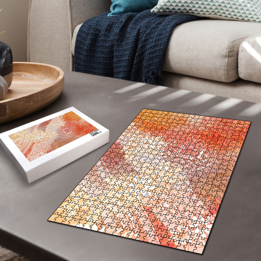 Tahiti Tiare Marble Glaze Puzzle Autumn Red LT7 - Polynesian Pride