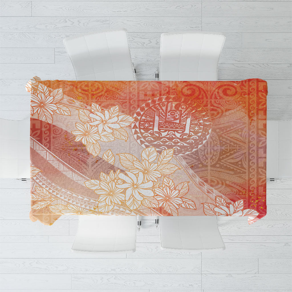 Tahiti Tiare Marble Glaze Tablecloth Autumn Red LT7 Orange Red - Polynesian Pride