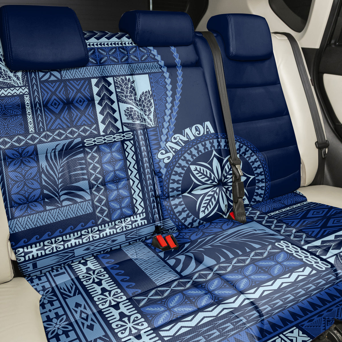 Samoa Siapo Motif Back Car Seat Cover Classic Style - Bue Ver LT7 - Polynesian Pride