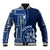 Samoa Siapo Motif Baseball Jacket Classic Style - Bue Ver LT7 Unisex Blue - Polynesian Pride