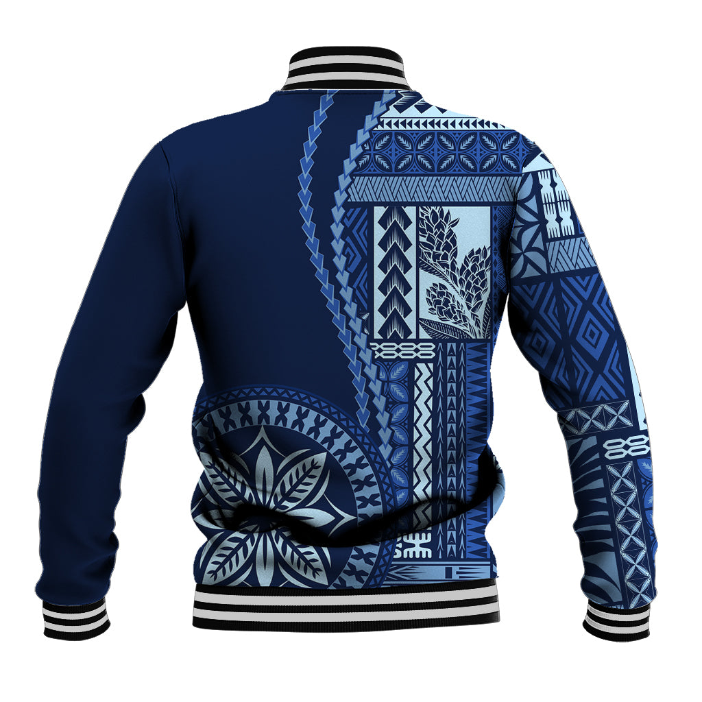 Samoa Siapo Motif Baseball Jacket Classic Style - Bue Ver LT7 - Polynesian Pride
