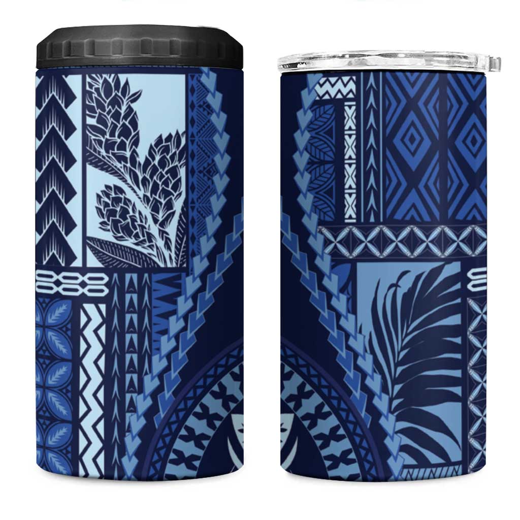 Samoa Siapo Motif 4 in 1 Can Cooler Tumbler Classic Style - Blue Ver