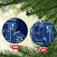 Samoa Siapo Motif Ceramic Ornament Classic Style - Bue Ver LT7 Circle Blue - Polynesian Pride