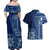 Samoa Siapo Motif Couples Matching Off Shoulder Maxi Dress and Hawaiian Shirt Classic Style - Bue Ver LT7 - Polynesian Pride