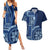 Samoa Siapo Motif Couples Matching Summer Maxi Dress and Hawaiian Shirt Classic Style - Bue Ver LT7 Blue - Polynesian Pride