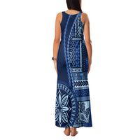 Samoa Siapo Motif Family Matching Tank Maxi Dress and Hawaiian Shirt Classic Style - Bue Ver LT7 - Polynesian Pride