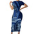 Samoa Siapo Motif Short Sleeve Bodycon Dress Classic Style - Bue Ver LT7 Long Dress Blue - Polynesian Pride