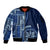 Samoa Siapo Motif Sleeve Zip Bomber Jacket Classic Style - Bue Ver LT7 Unisex Blue - Polynesian Pride