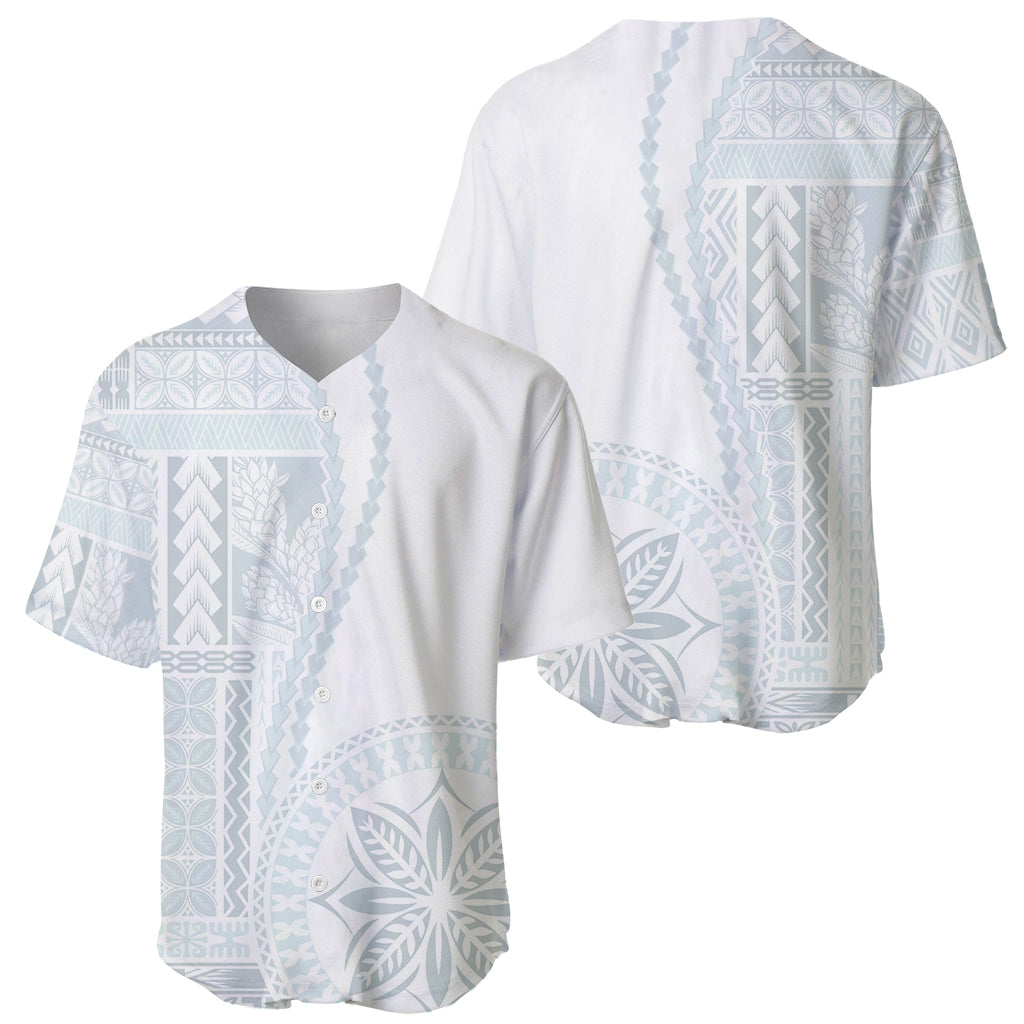 Samoa White Sunday Baseball Jersey Classic Siapo Style LT7 - Polynesian Pride
