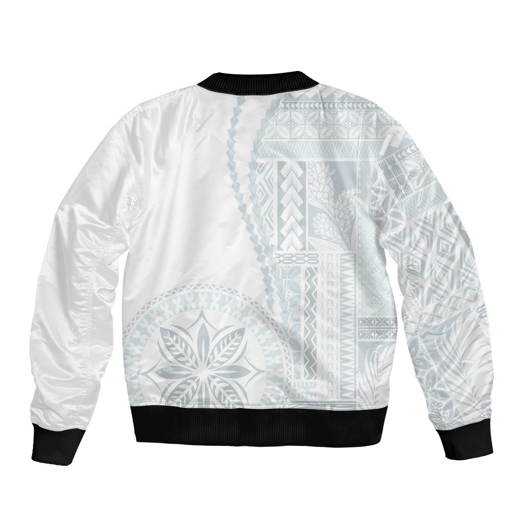 Samoa White Sunday Bomber Jacket Classic Siapo Style LT7 - Polynesian Pride