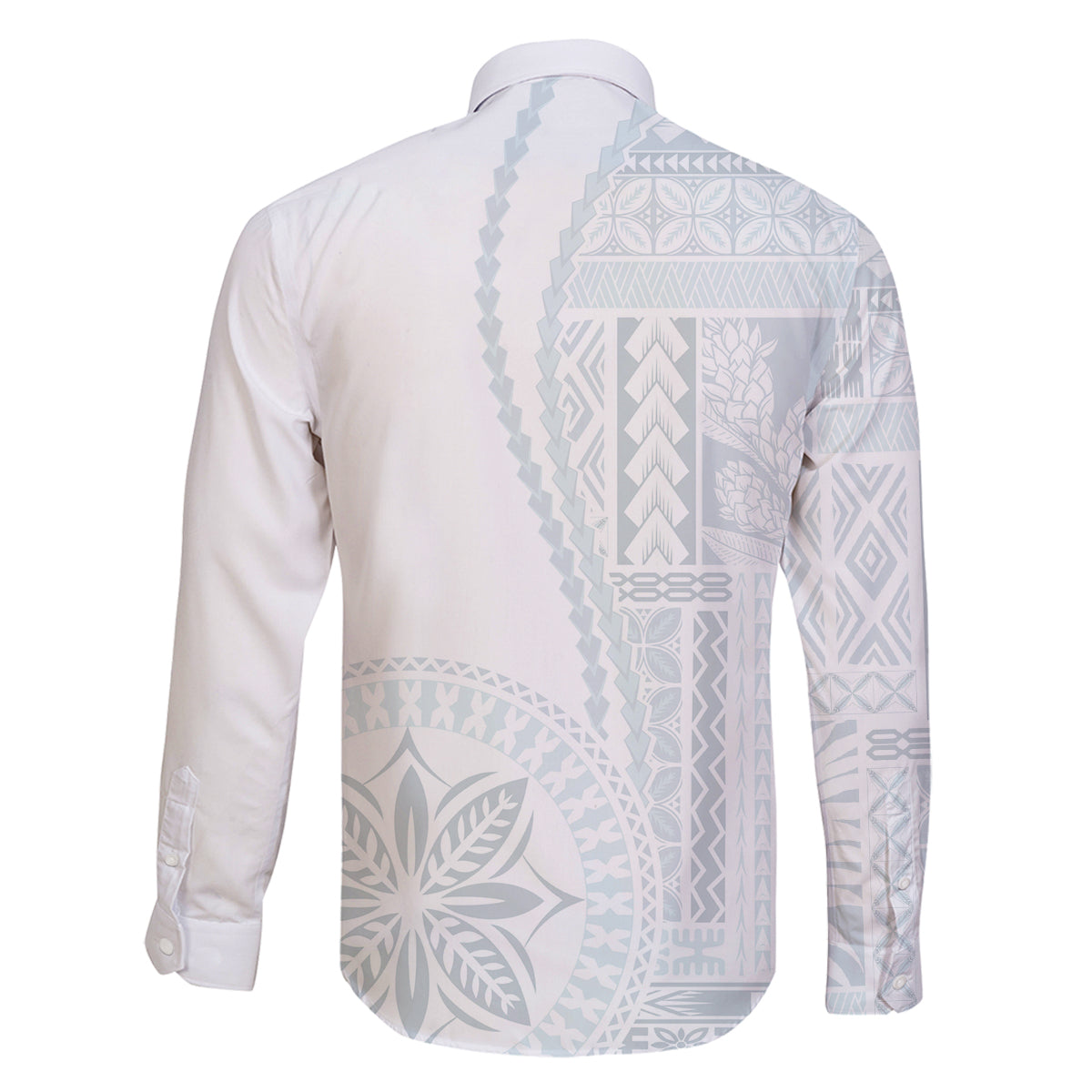 Samoa White Sunday Family Matching Long Sleeve Bodycon Dress and Hawaiian Shirt Classic Siapo Style LT7 - Polynesian Pride