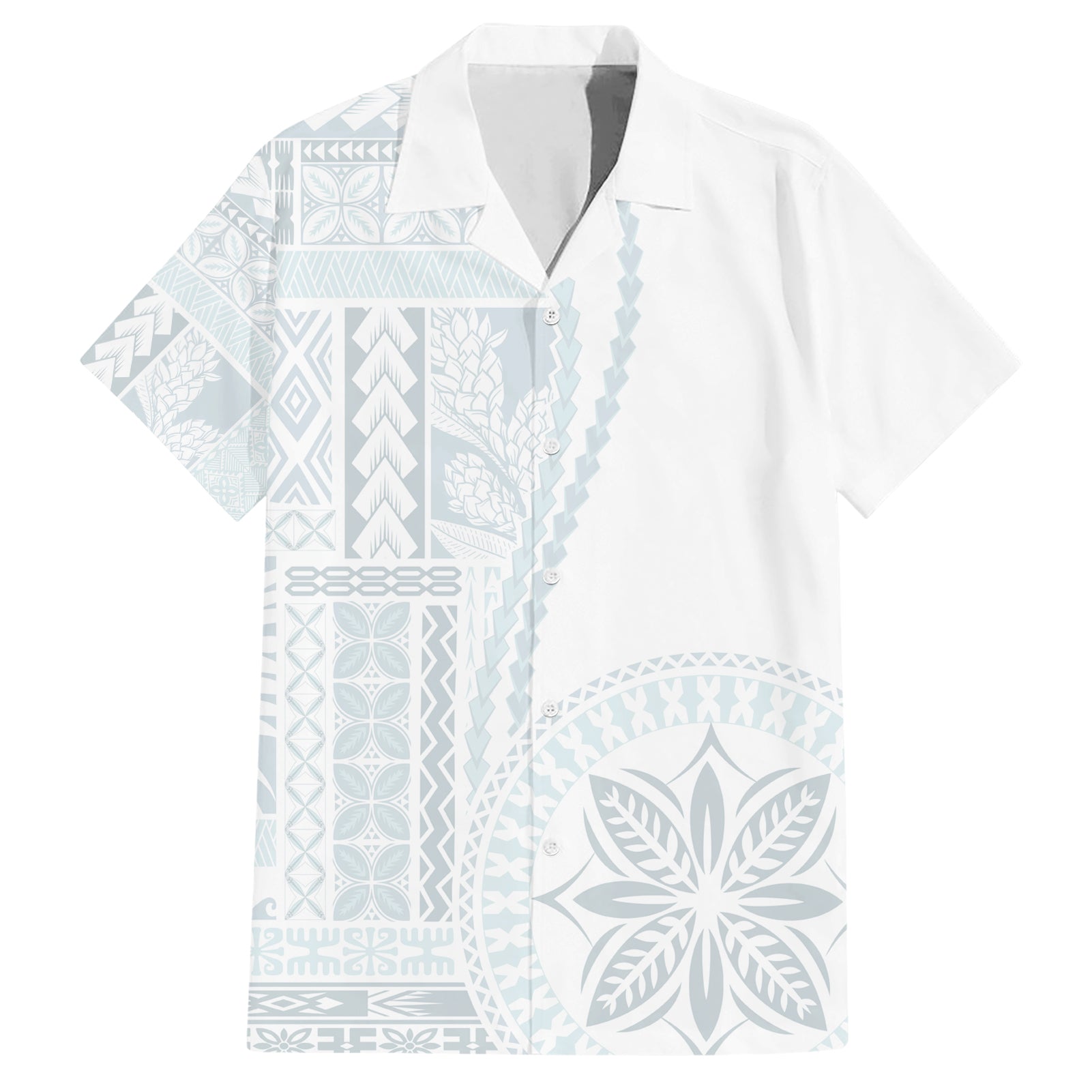 Samoa White Sunday Hawaiian Shirt Classic Siapo Style LT7 White - Polynesian Pride