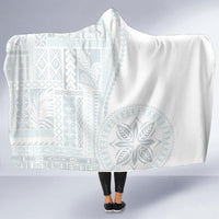 Samoa White Sunday Hooded Blanket Classic Siapo Style LT7 - Polynesian Pride