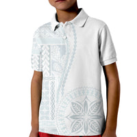 Samoa White Sunday Kid Polo Shirt Classic Siapo Style LT7 Kid White - Polynesian Pride