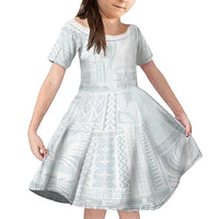 Samoa White Sunday Kid Short Sleeve Dress Classic Siapo Style LT7 KID White - Polynesian Pride