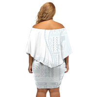 Samoa White Sunday Off Shoulder Short Dress Classic Siapo Style LT7 - Polynesian Pride