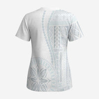 Samoa White Sunday Scrub Top Classic Siapo Style - Polynesian Pride