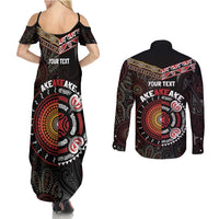 Aotearoa and Australia Indigenous Couples Matching Summer Maxi Dress and Long Sleeve Button Shirt Stand Together For Te Tiriti
