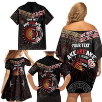 Aotearoa and Australia Indigenous Family Matching Off Shoulder Short Dress and Hawaiian Shirt Stand Together For Te Tiriti LT7 - Polynesian Pride
