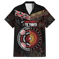 Aotearoa and Australia Indigenous Family Matching Off Shoulder Short Dress and Hawaiian Shirt Stand Together For Te Tiriti LT7 Dad's Shirt - Short Sleeve Black - Polynesian Pride